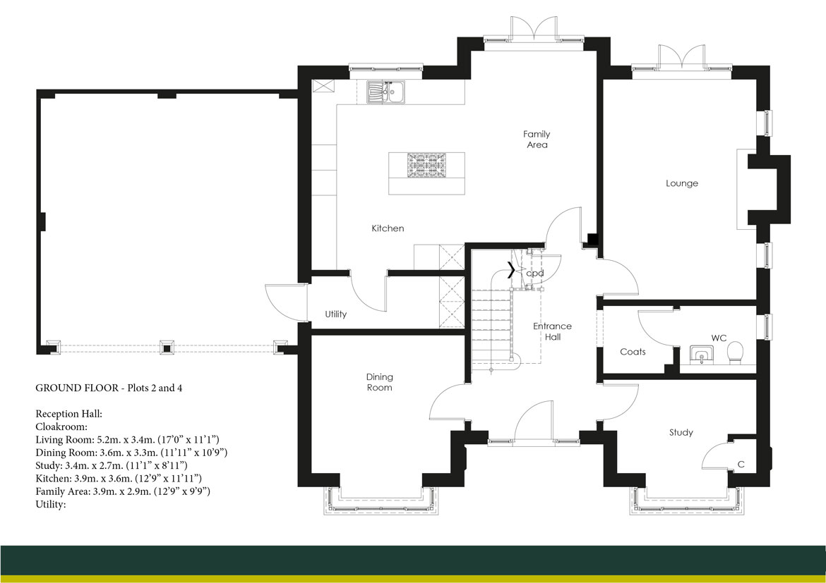 SHAPLEY GRANGE PLOTS 2 AND 4 GROUND FLOOR PLANS